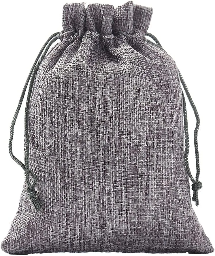 25pcs Grey Small Burlap Gift Bags with Drawstring Jewelry Pouches for Wedding Favors Birthday Party Christmas DIY Craft Home Supplies(5x7Inch)