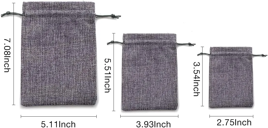 25pcs Grey Small Burlap Gift Bags with Drawstring Jewelry Pouches for Wedding Favors Birthday Party Christmas DIY Craft Home Supplies(5x7Inch)