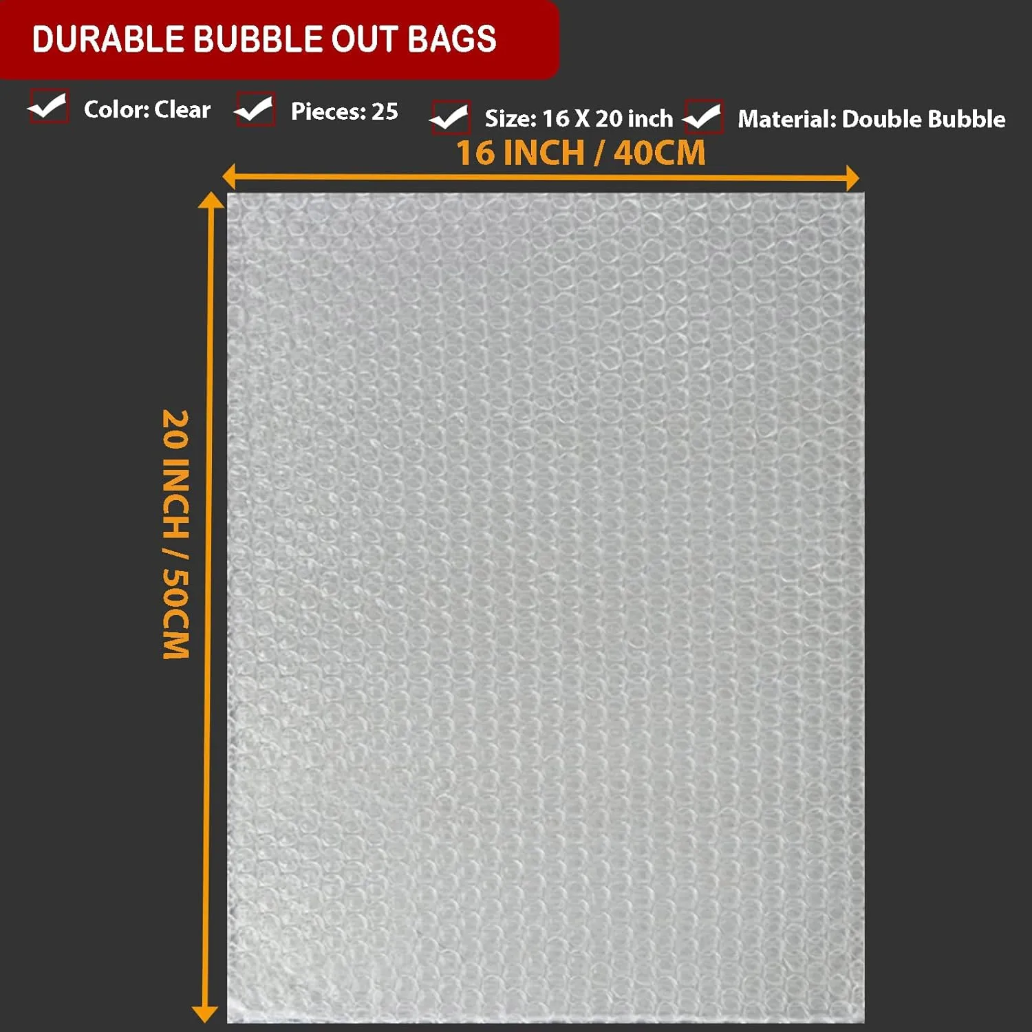 25Pcs Large Bubble Pouches, 16” X 20” Clear Bubble Pouch Wrap Bags for Packing, Double Walled Moving Supplies Bubble Bags Wrap for Fragile Dishes China Plates, Bubble out Bags for Shipping Moving