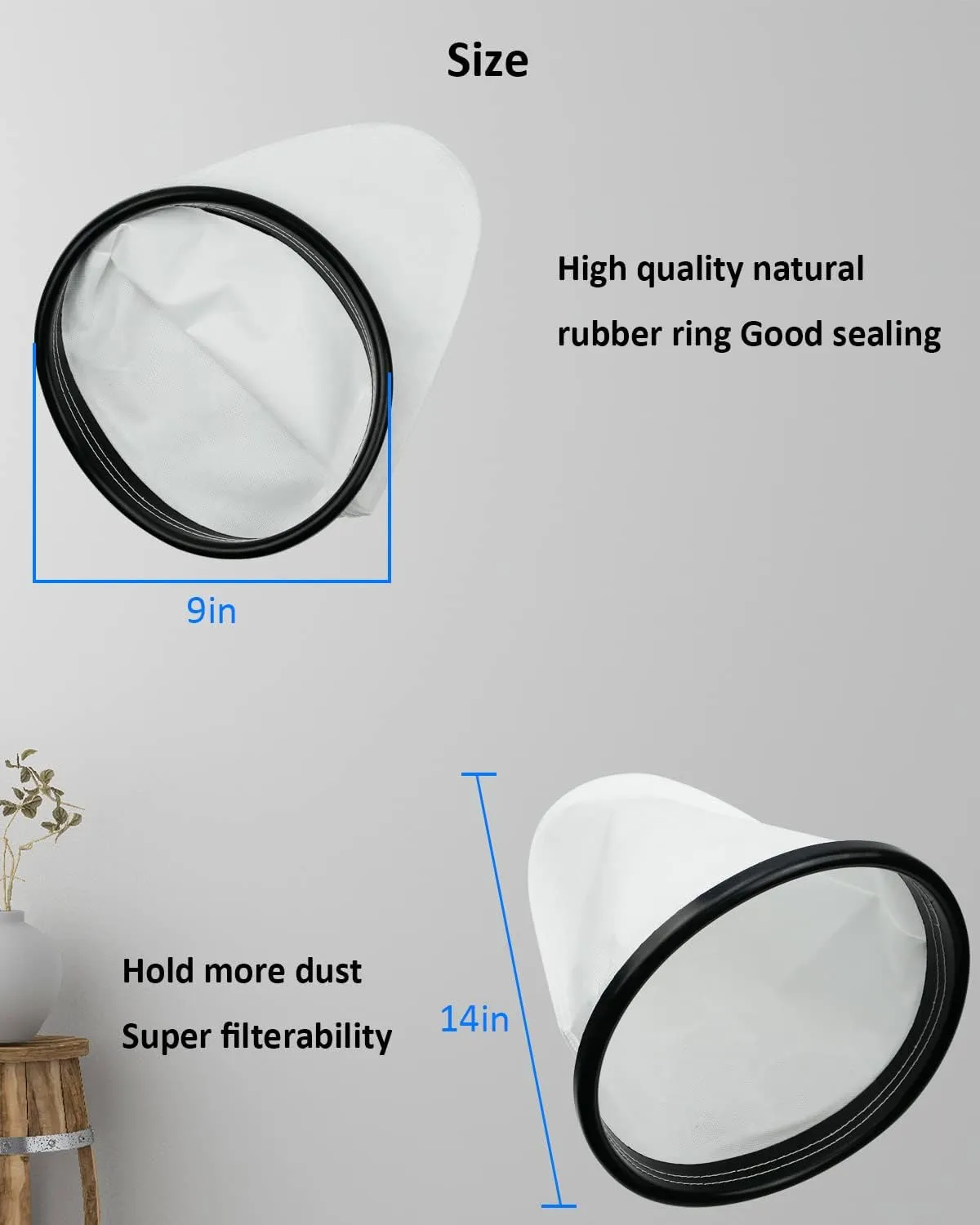 2KE2105000 HEPA Cloth Bag Liner, Fit for Hoover, Royal Backpack Cloth Shoulder Vacuum Cleaner, Fit for Royal RY4000 and RY4001, Fit for Hoover C2401 and C2401010 Shoulder Vac Pro, 2pcs