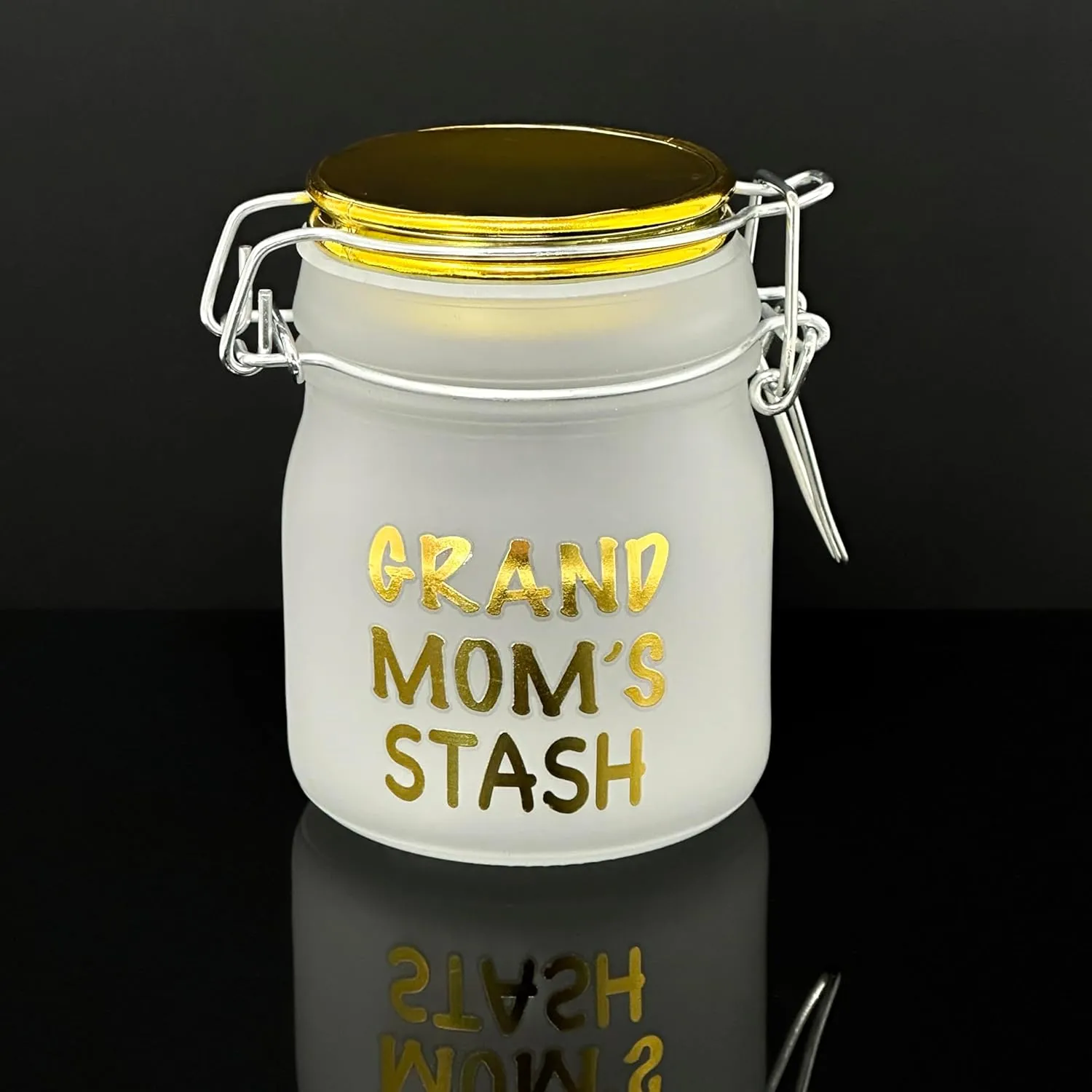 3.75" Tall Glass Jar with Clamping Lid (Grand Mom's Stash)