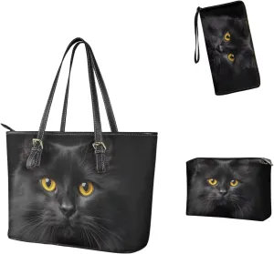 3Pcs Tote Bags Set Top Handle Satchel Purse Clutch Purse Wallet Women Wristlet Gifts for Mother Girlfriend Sister