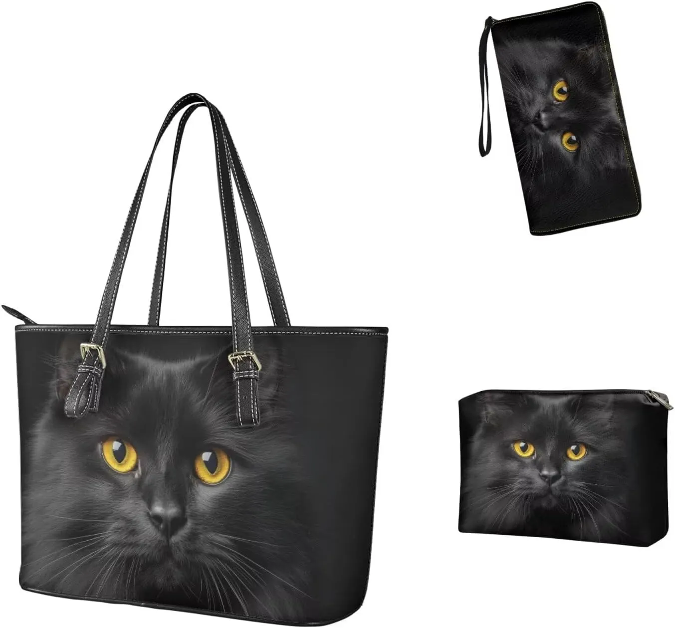 3Pcs Tote Bags Set Top Handle Satchel Purse Clutch Purse Wallet Women Wristlet Gifts for Mother Girlfriend Sister