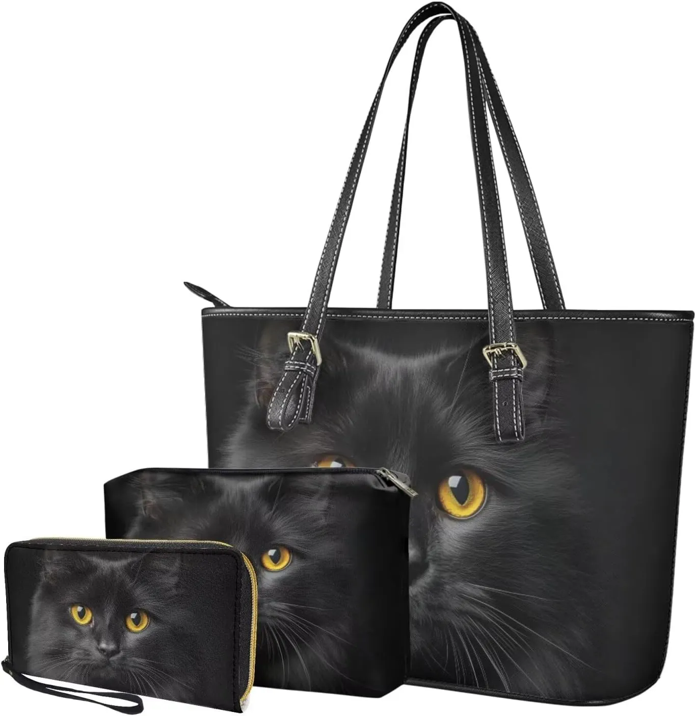 3Pcs Tote Bags Set Top Handle Satchel Purse Clutch Purse Wallet Women Wristlet Gifts for Mother Girlfriend Sister