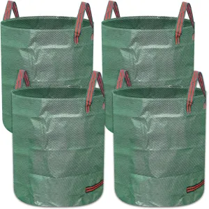 4 Pack 72 Gallon Reusable Yard Waste Bags with Four Handles, Collapsible Lawn Pool Garden Leaf Waste Bag for Clean Up Outdoor Debris Leaves Grass Clippings