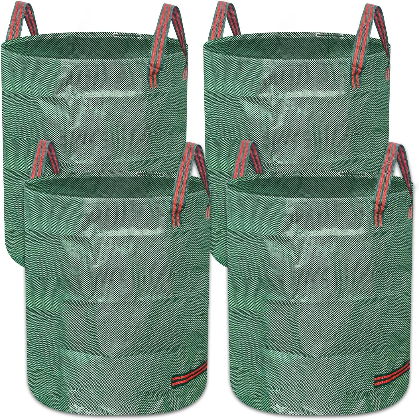 4 Pack 72 Gallon Reusable Yard Waste Bags with Four Handles, Collapsible Lawn Pool Garden Leaf Waste Bag for Clean Up Outdoor Debris Leaves Grass Clippings