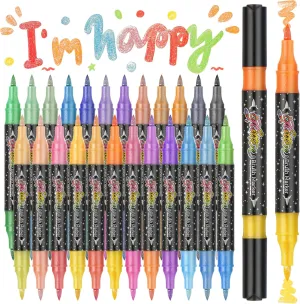 48 Colors Duo Glitter Brush Markers, 24 Pack Water-based Ink Glitter Pens, Metallic Sparkle Markers for Doodle Writing, Glitter Art Crafts Gifts Trendy Stuff Art Supplies Crafts Gifts 4-16
