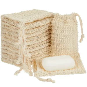 50 Pack Soap Saver Bag with Drawstring Exfoliating Pouch Sisal Soap Savers Mesh Soap Bag Foaming and Drying Soap Holder for Bath and Shower