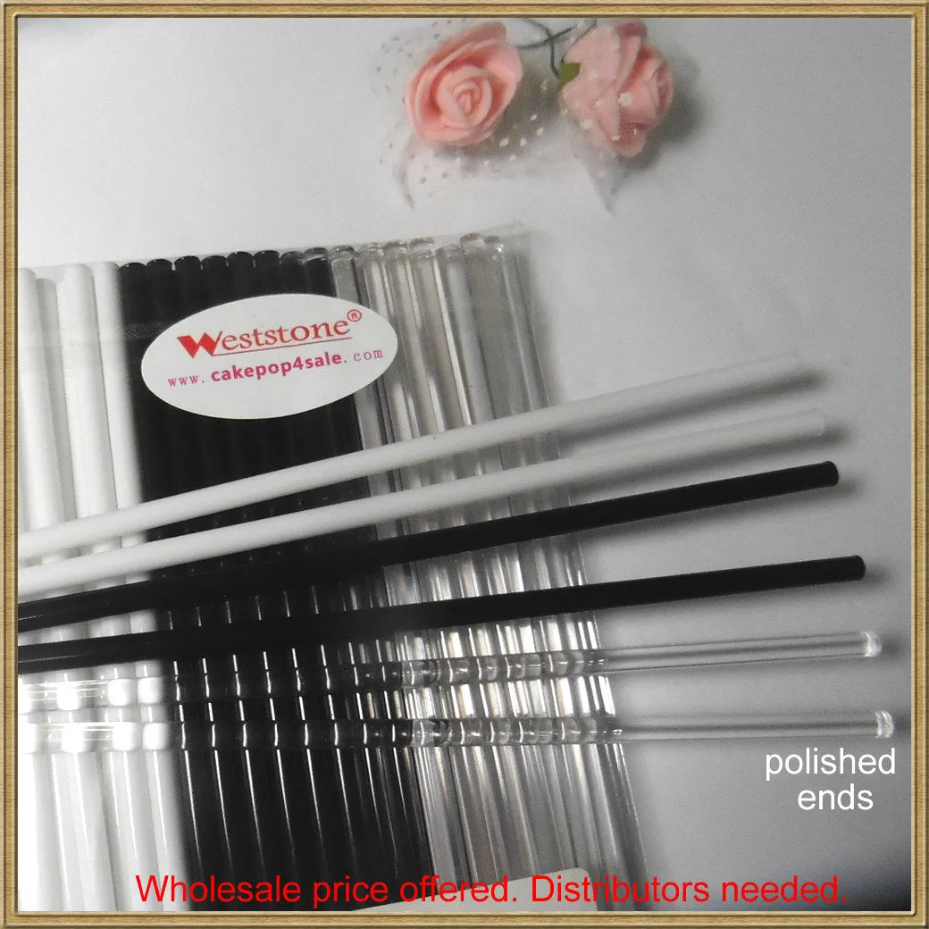 50pcs 6" (15cm) Acrylic Sticks For Cake Pops or Lollipop Candy - Blue Swirl