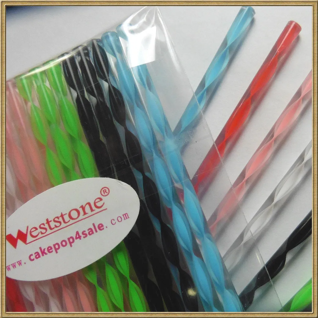 50pcs 6" (15cm) Acrylic Sticks For Cake Pops or Lollipop Candy - Blue Swirl