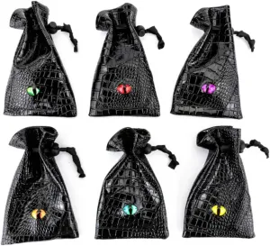 6 Pack Dice Bags with Eye Design Drawstring Pouch Storage Bag for Game Dices, Coins and Accessories