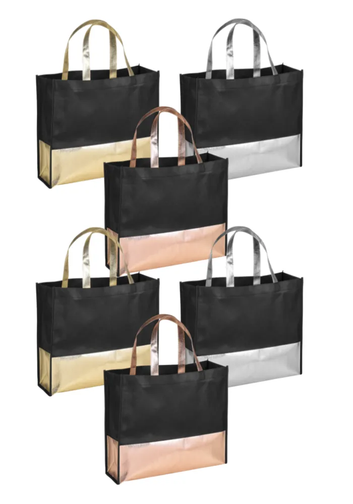 6 pack Metallic Trim Shopper