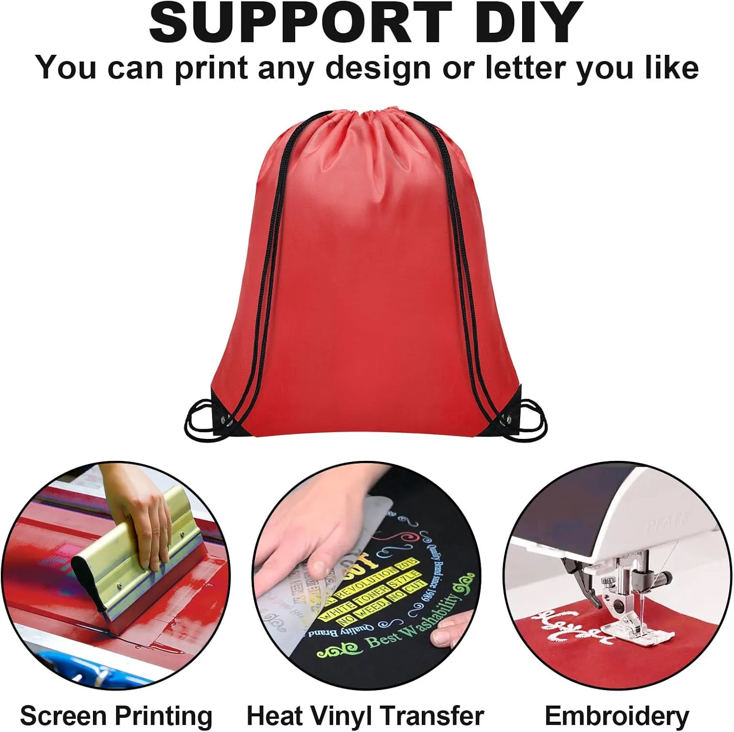 64Pcs Drawstring Bags Bulk Cinch Bag, Polyester String Bag Drawstring Backpack for Trip Party Camping Sports Gym Yoga（Classic）
