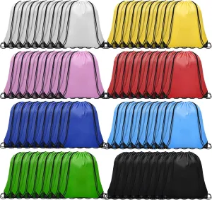 64Pcs Drawstring Bags Bulk Cinch Bag, Polyester String Bag Drawstring Backpack for Trip Party Camping Sports Gym Yoga（Classic）