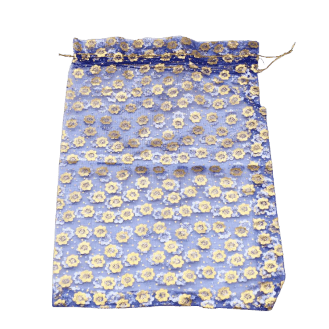 8x10 cm | Printed Organza Potli Bags | Pack of 70 |Blue Colour | Candy Bag |