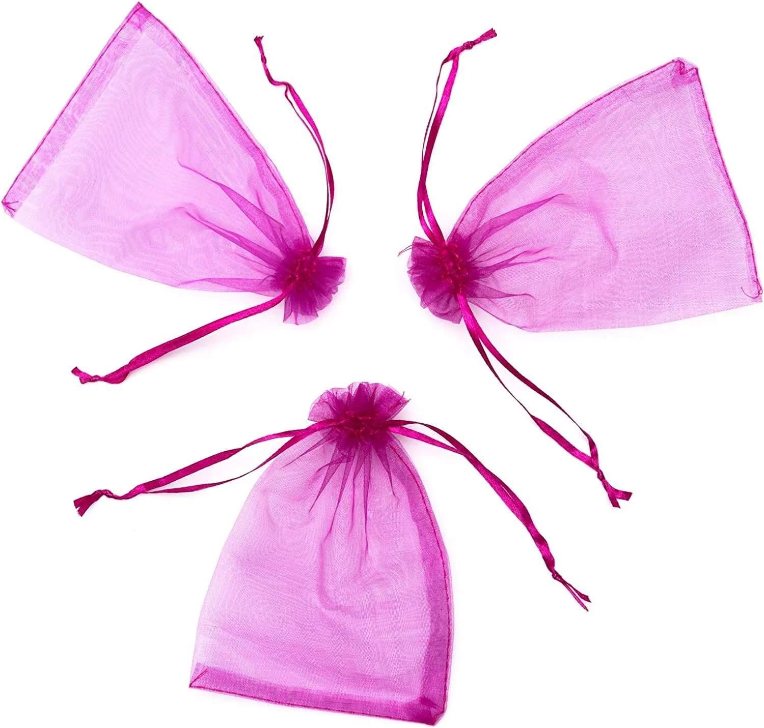 8x10 cms | 3x4 inch | Magenta Colour | Shagun Potli Bags Organza Potli Pouch Sheer Pouches Candy Chocolate Pouches Drawstring Pouches