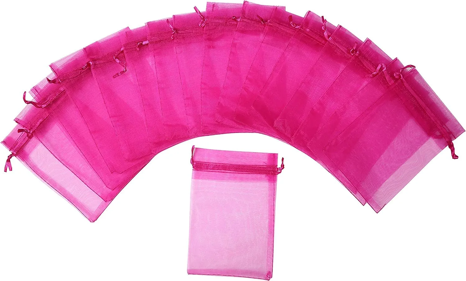 8x10 cms | 3x4 inch | Magenta Colour | Shagun Potli Bags Organza Potli Pouch Sheer Pouches Candy Chocolate Pouches Drawstring Pouches
