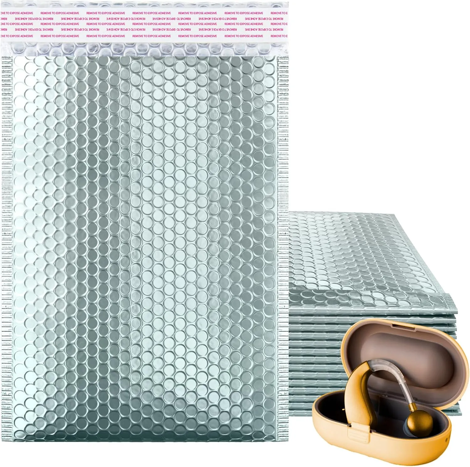 ABC Ice Blue Metallic Bubble Mailers, 8.5 x 11 Inches, 25 Pack. Aluminum Foil and Polyethylene Envelope. Waterproof Packaging for Jewelry