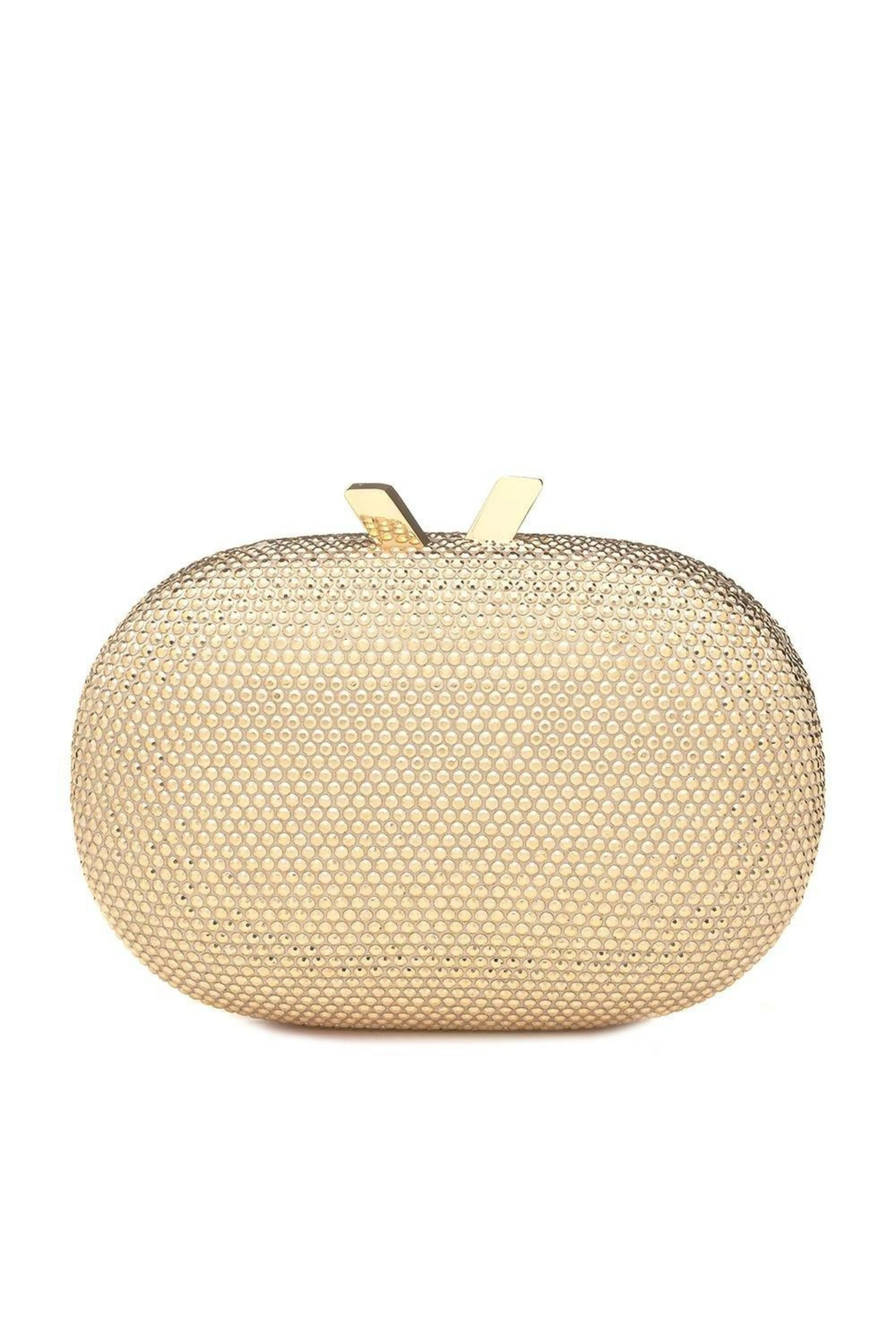 Ace Crystal Oval Clutch - Gold