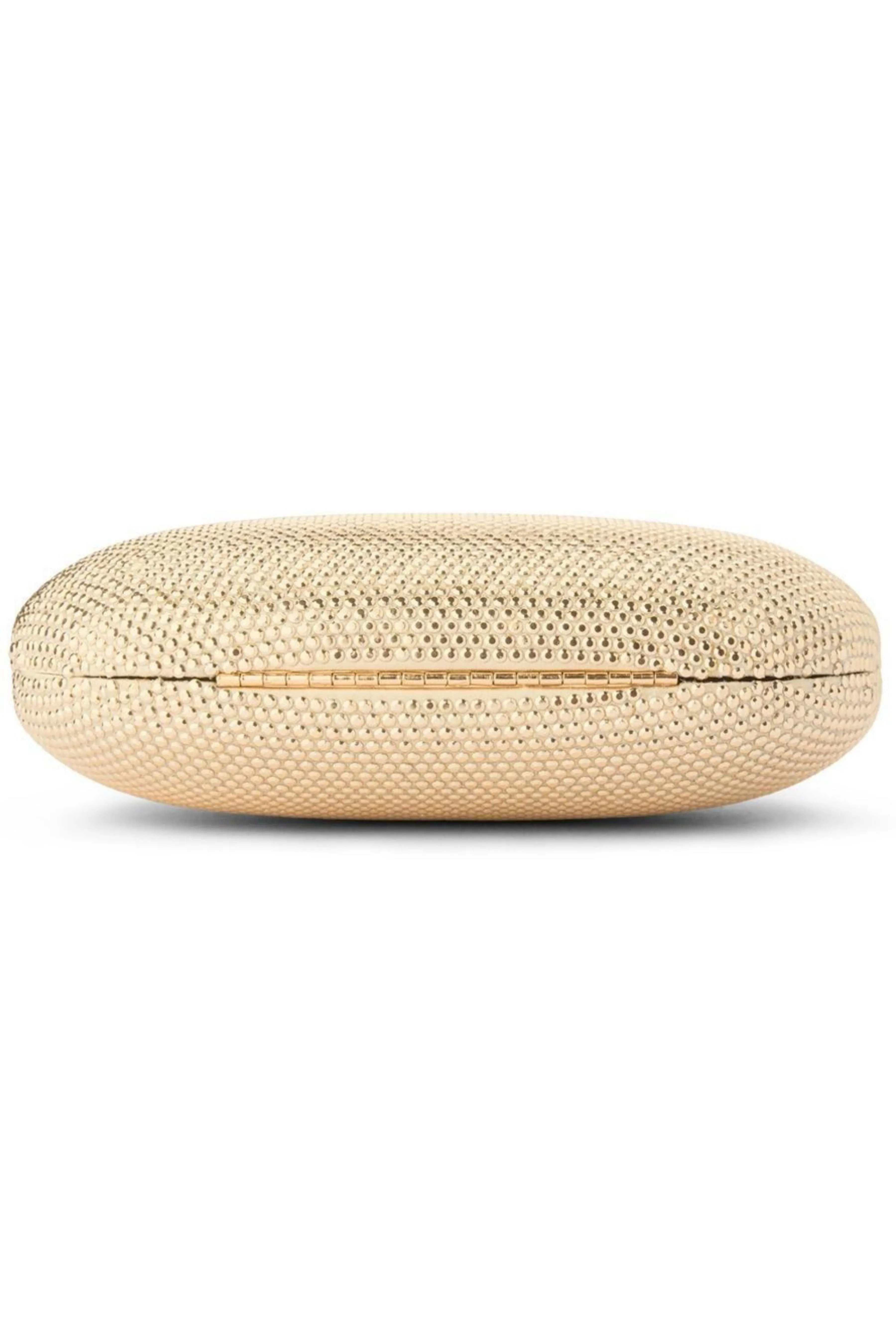 Ace Crystal Oval Clutch - Gold