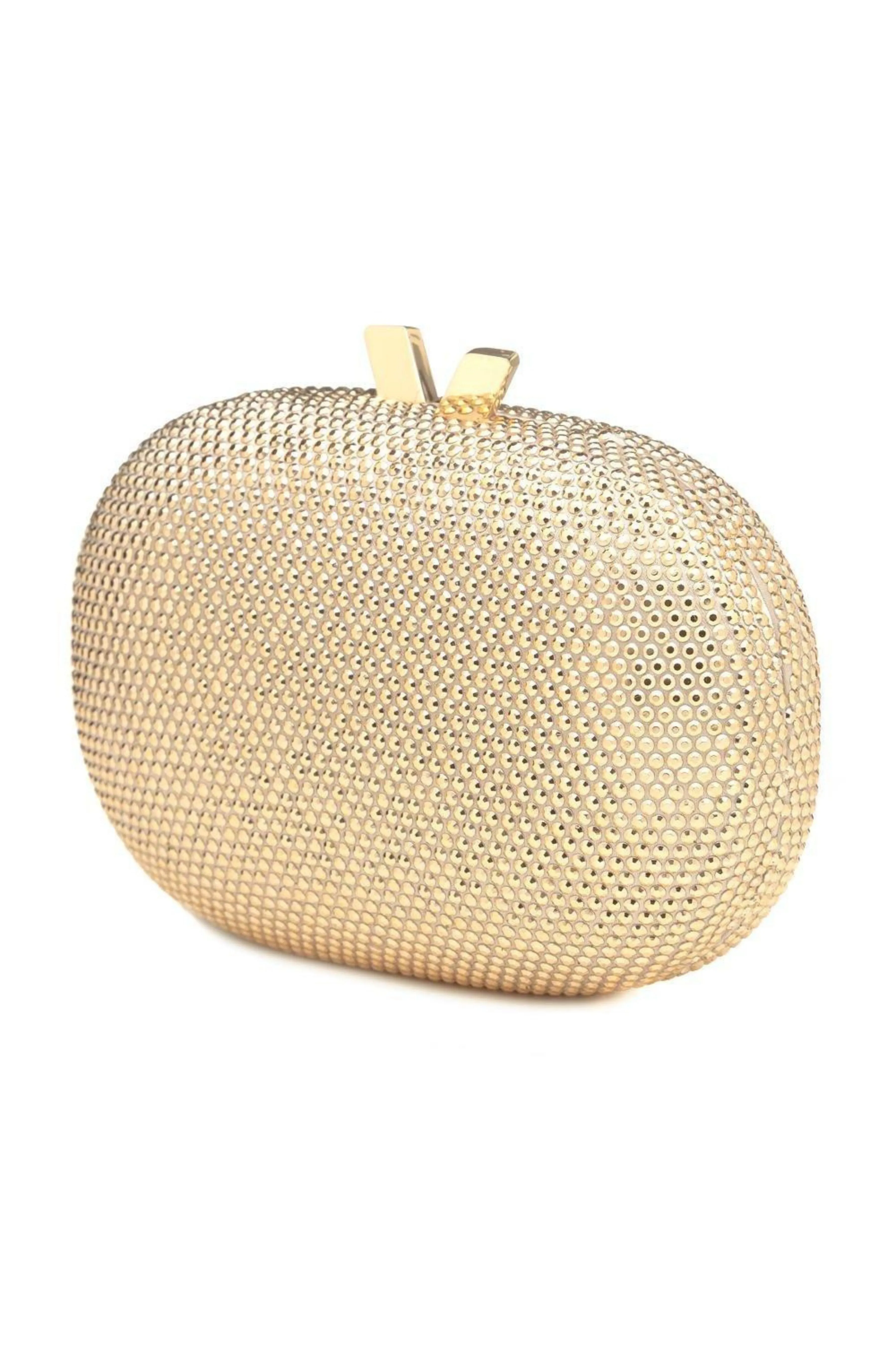 Ace Crystal Oval Clutch - Gold