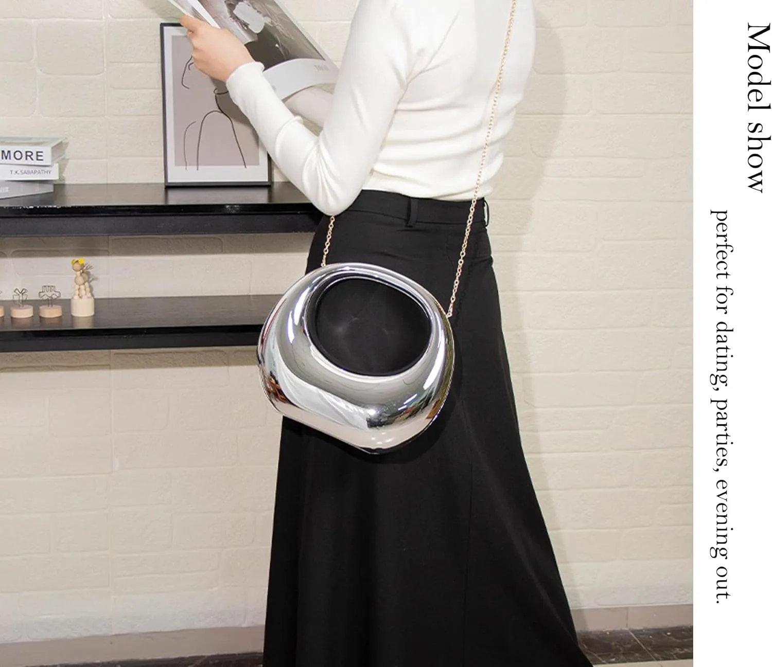 Acrylic Clutch Purse for Women Top-handle Moon Hobo Bag Evening Handbag for wedding party Cocktail