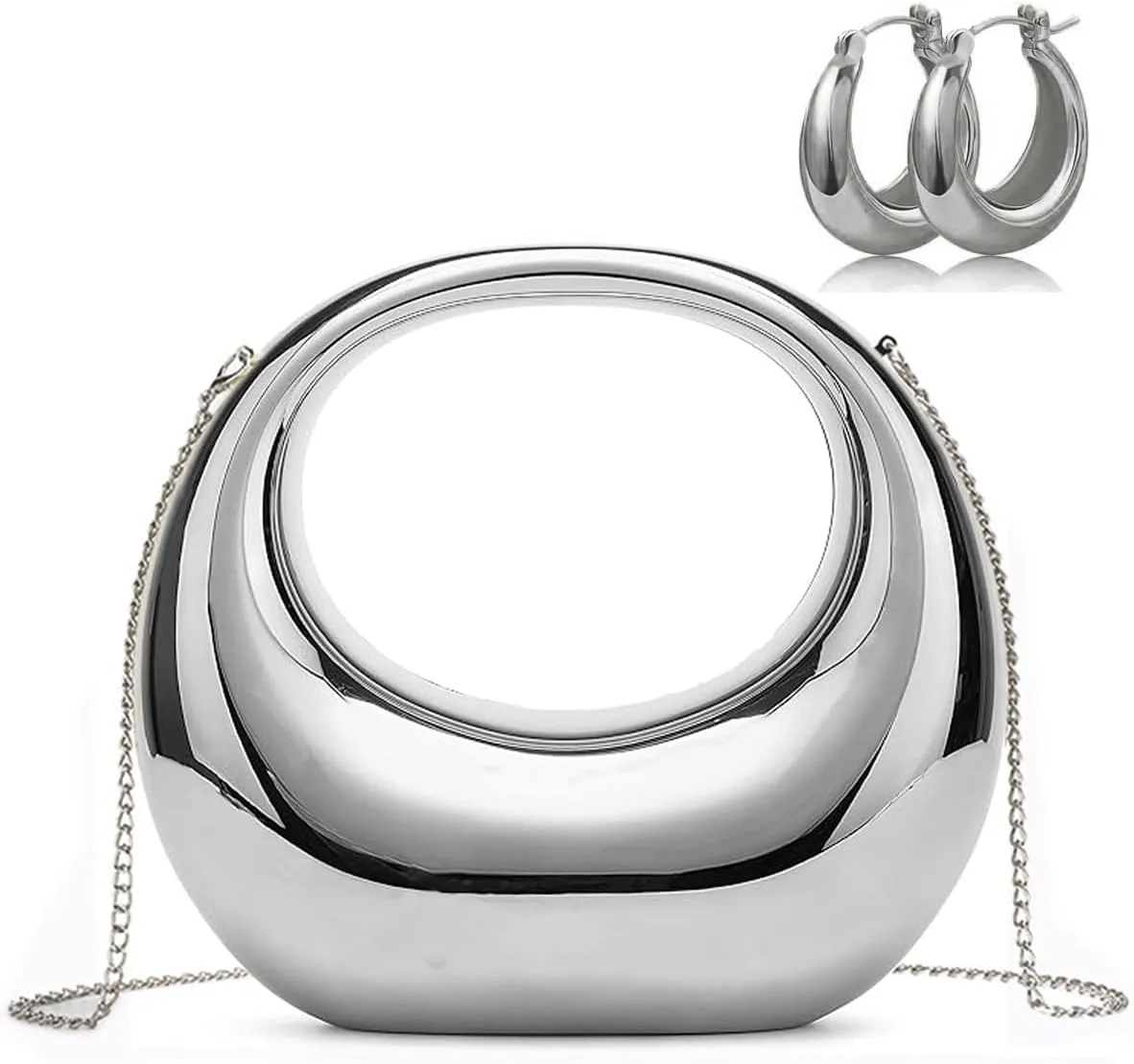 Acrylic Clutch Purse for Women Top-handle Moon Hobo Bag Evening Handbag for wedding party Cocktail