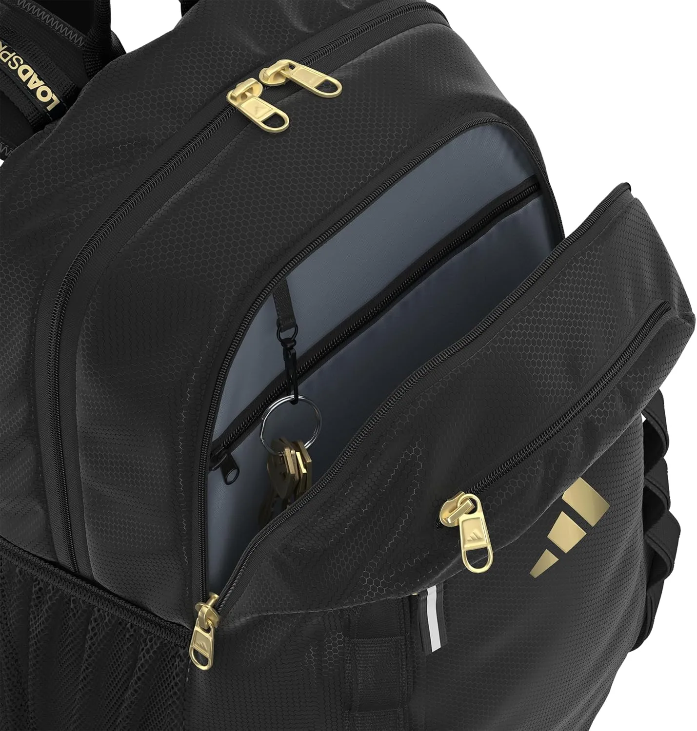 adidas Excelerator Backpack (33L) Large Durable Athletic Student Laptop Book Bag-Boys/Girls, Black/Gold Metallic, One Size