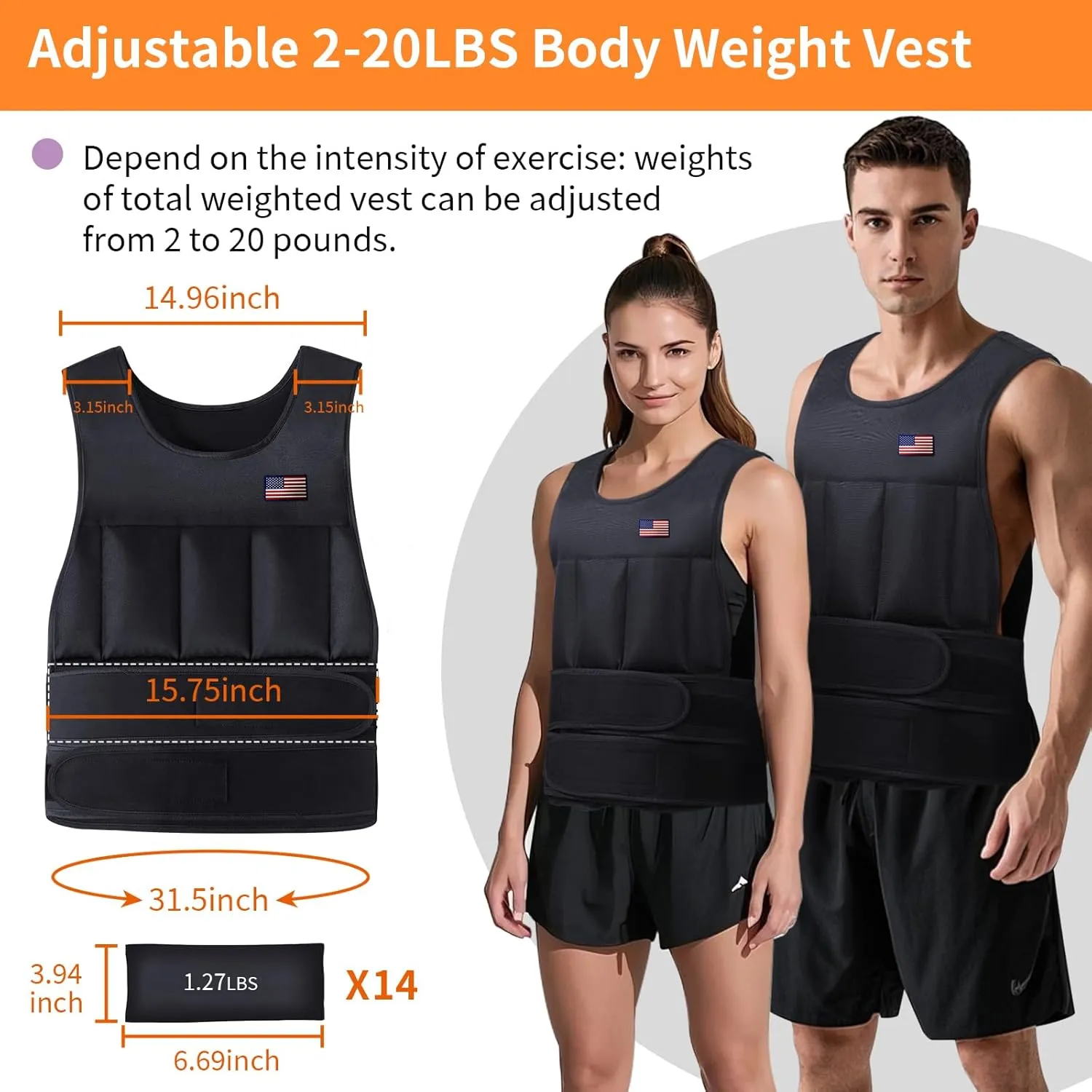 Adjustable Weighted Vest for Men Women,2-20 Lbs Adjustable Weighted Vest with Straps Womens Running Weight Vest for Walking Strength Training Fitness