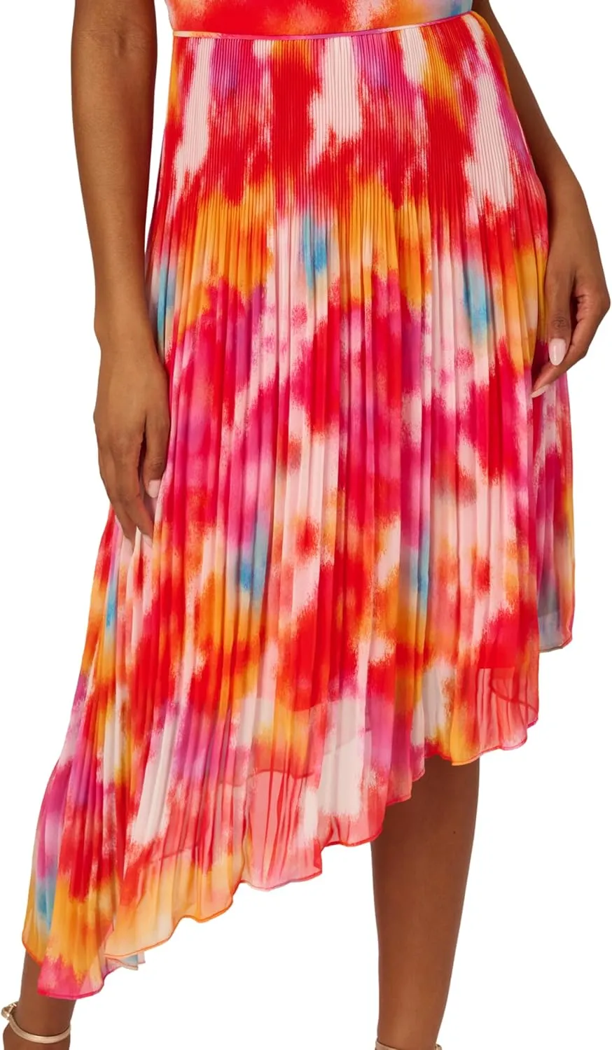 Adrianna Papell Women's Asymmetric Chiffon Ankle Dress