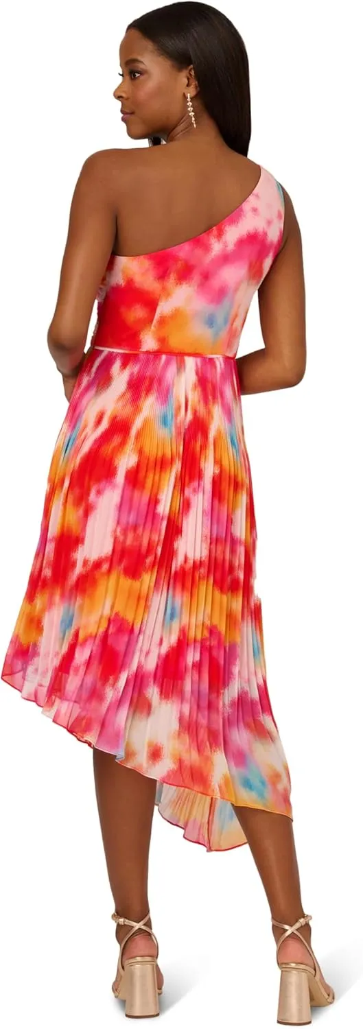 Adrianna Papell Women's Asymmetric Chiffon Ankle Dress