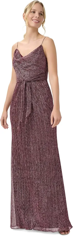 Adrianna Papell Women's Metallic Crinkle Gown