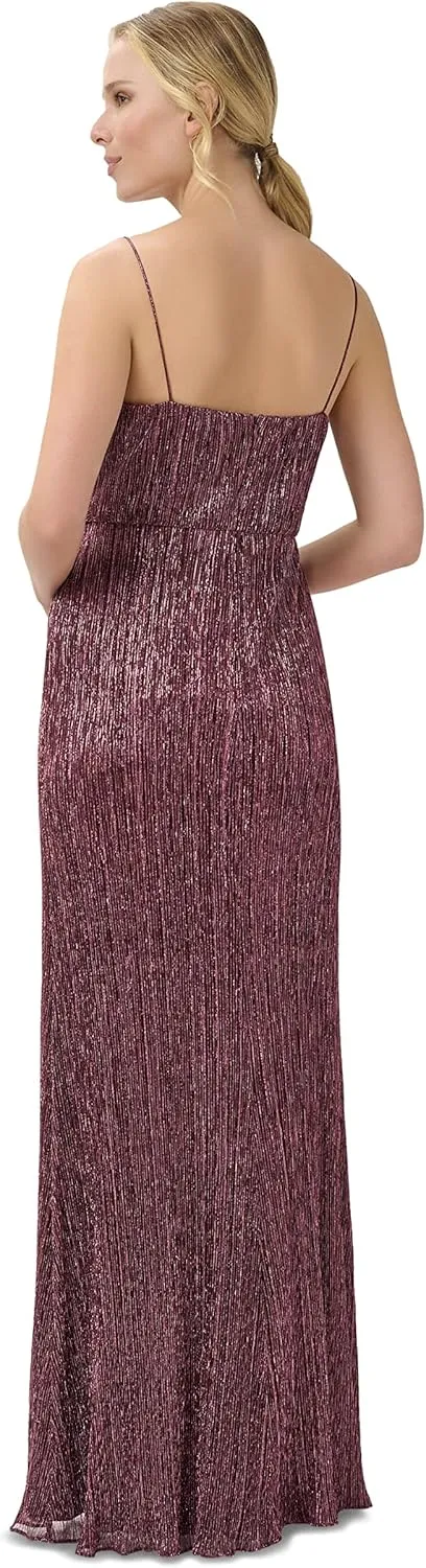 Adrianna Papell Women's Metallic Crinkle Gown