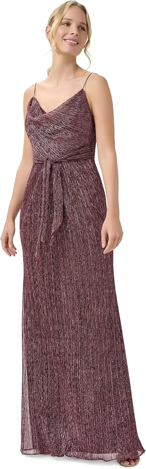 Adrianna Papell Women's Metallic Crinkle Gown