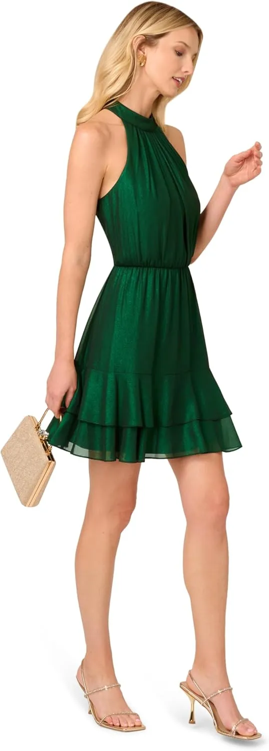 Adrianna Papell Women's Metallic Halter Dress