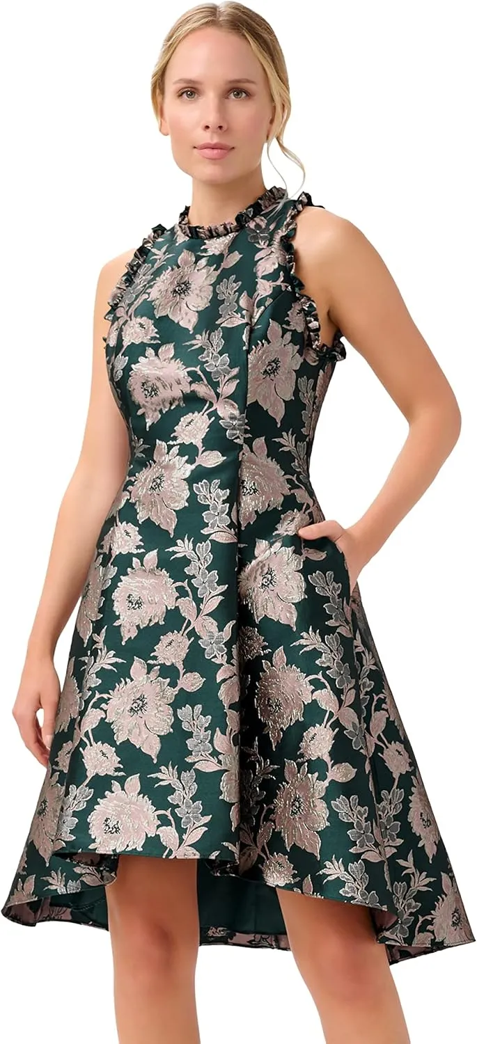 Adrianna Papell Women's Ruffle Jacquard Dress