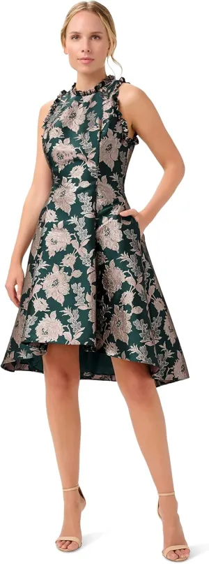 Adrianna Papell Women's Ruffle Jacquard Dress