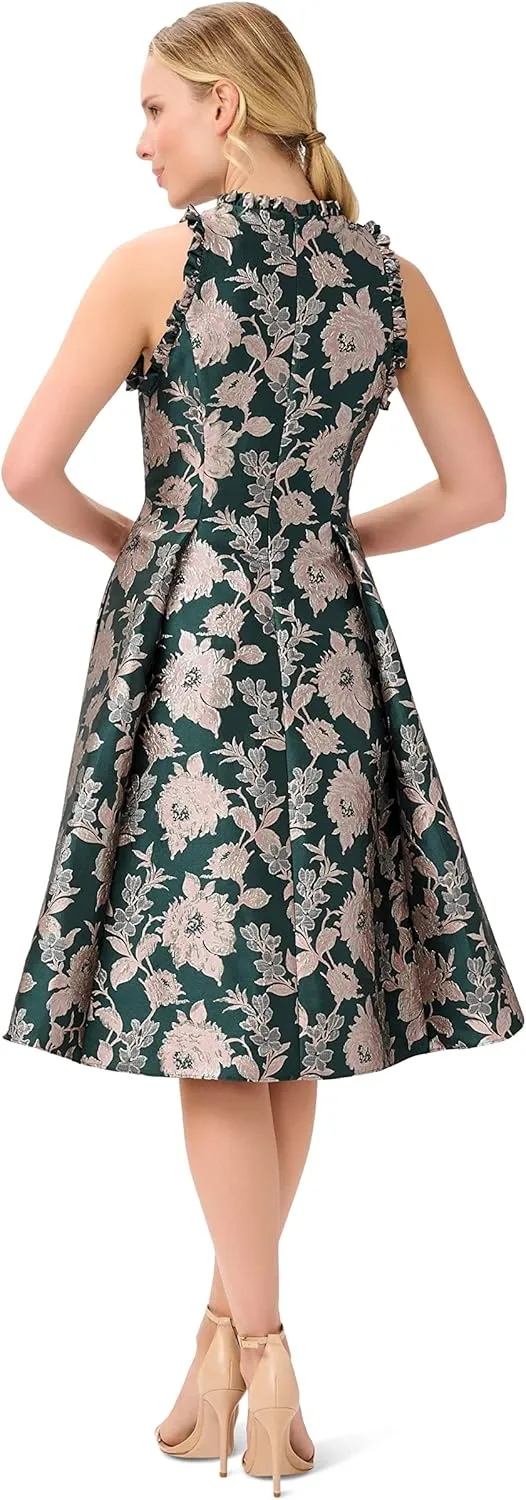 Adrianna Papell Women's Ruffle Jacquard Dress