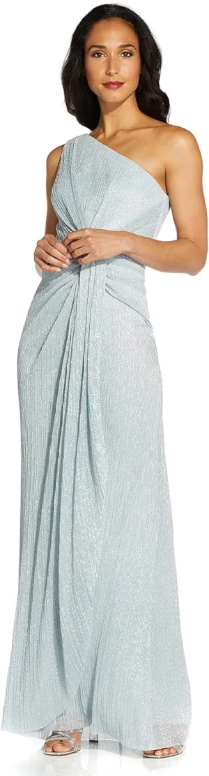 Adrianna Papell Women's Stardust Pleated Draped Gown