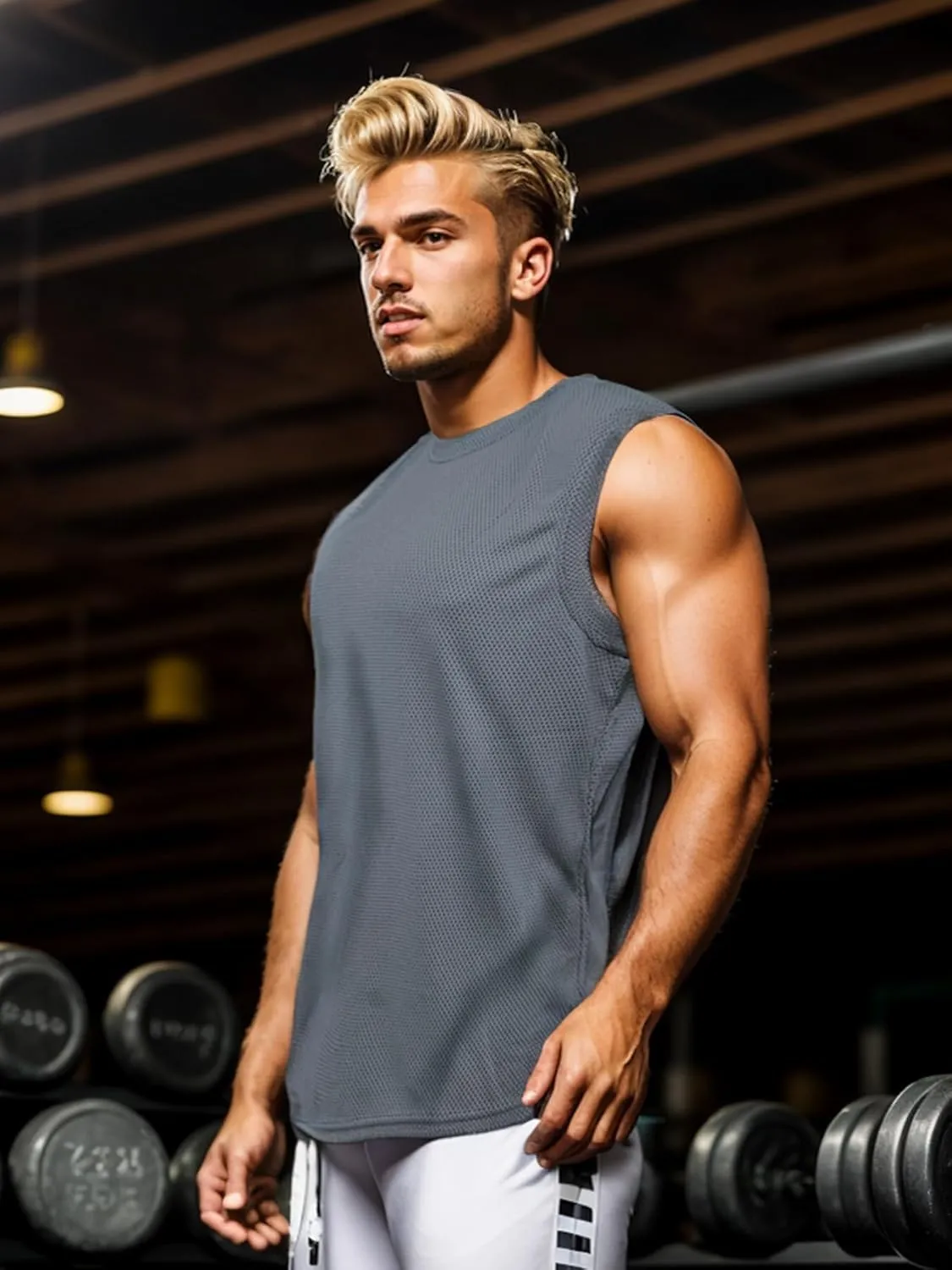 Afwerirc 2 Pack Men's Workout Tank Tops, Sleeveless Muscle Shirts, Quick-Dry & Breathable for Gym Training