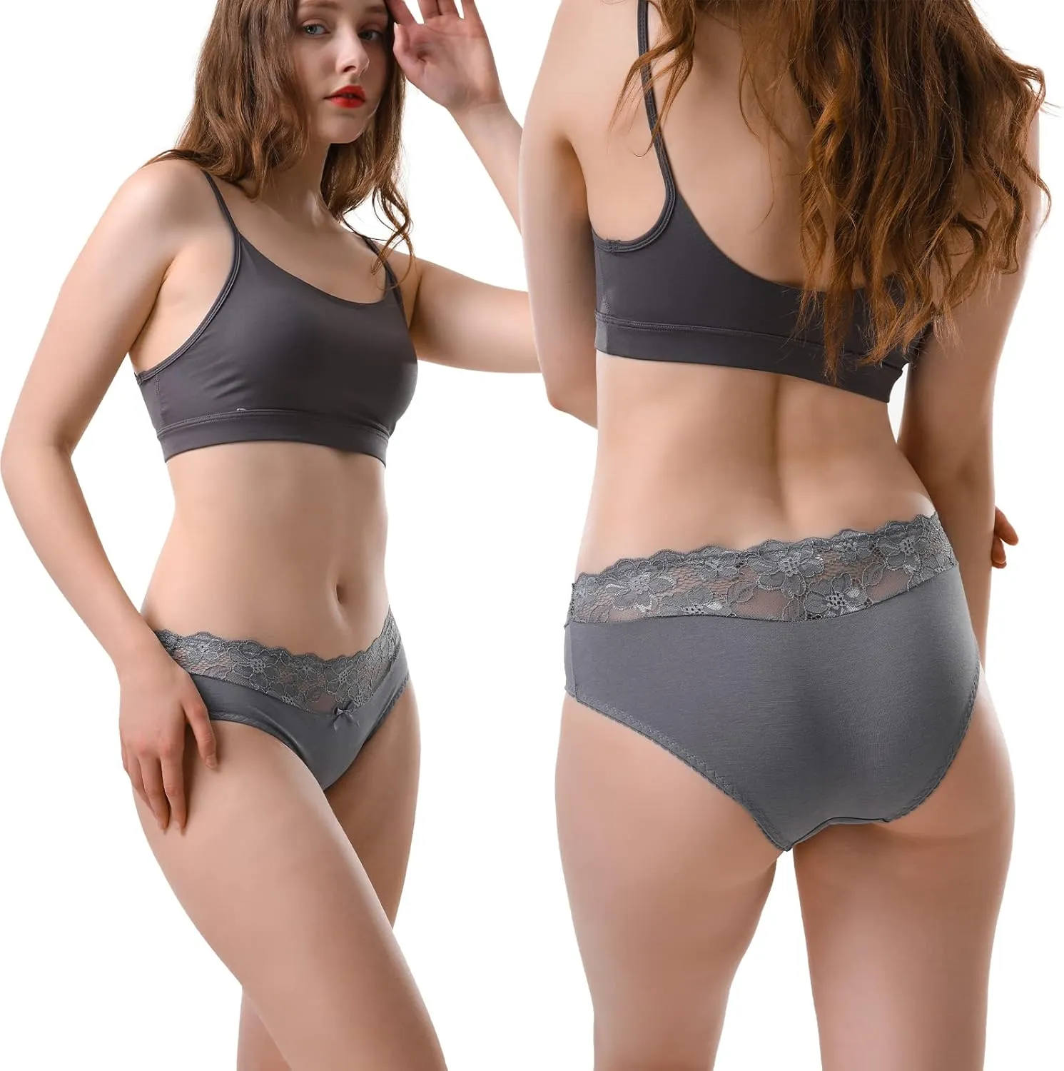 Aijolen Cotton Underwear for Women Bikini Panties Sexy Breathable Hipster with Lace Waist Multipack
