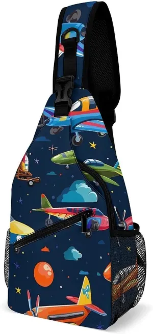 Aircraft Crossbody Sling Backpack Multipurpose Chest Bag Casual Shoulder Bag Travel Hiking Daypack