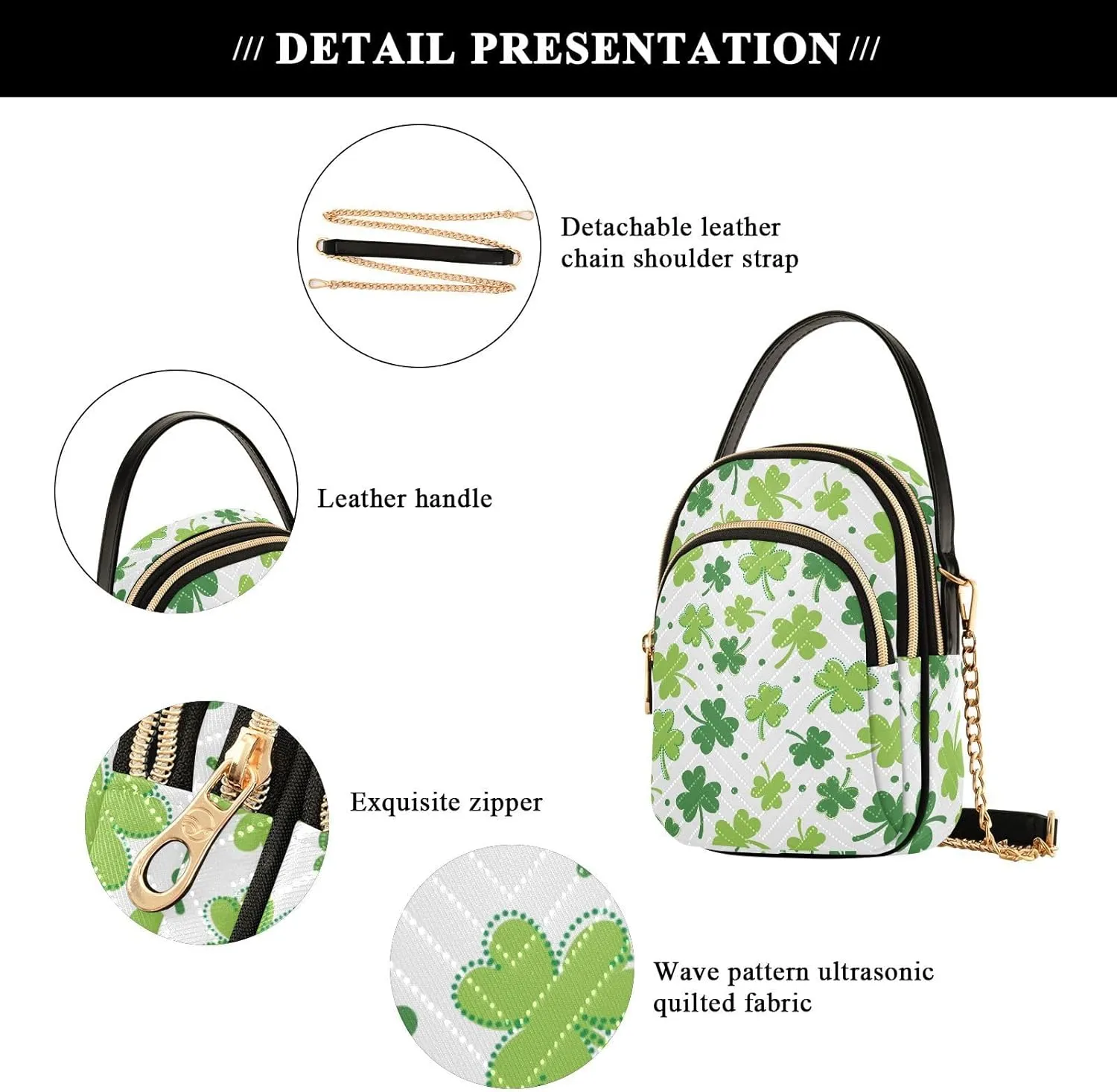 ALAZA Chain Crossbody Bags for Women Quilted Shoulder Crossbody Handbags Travel Cross Body Cell Phone Purses Bags