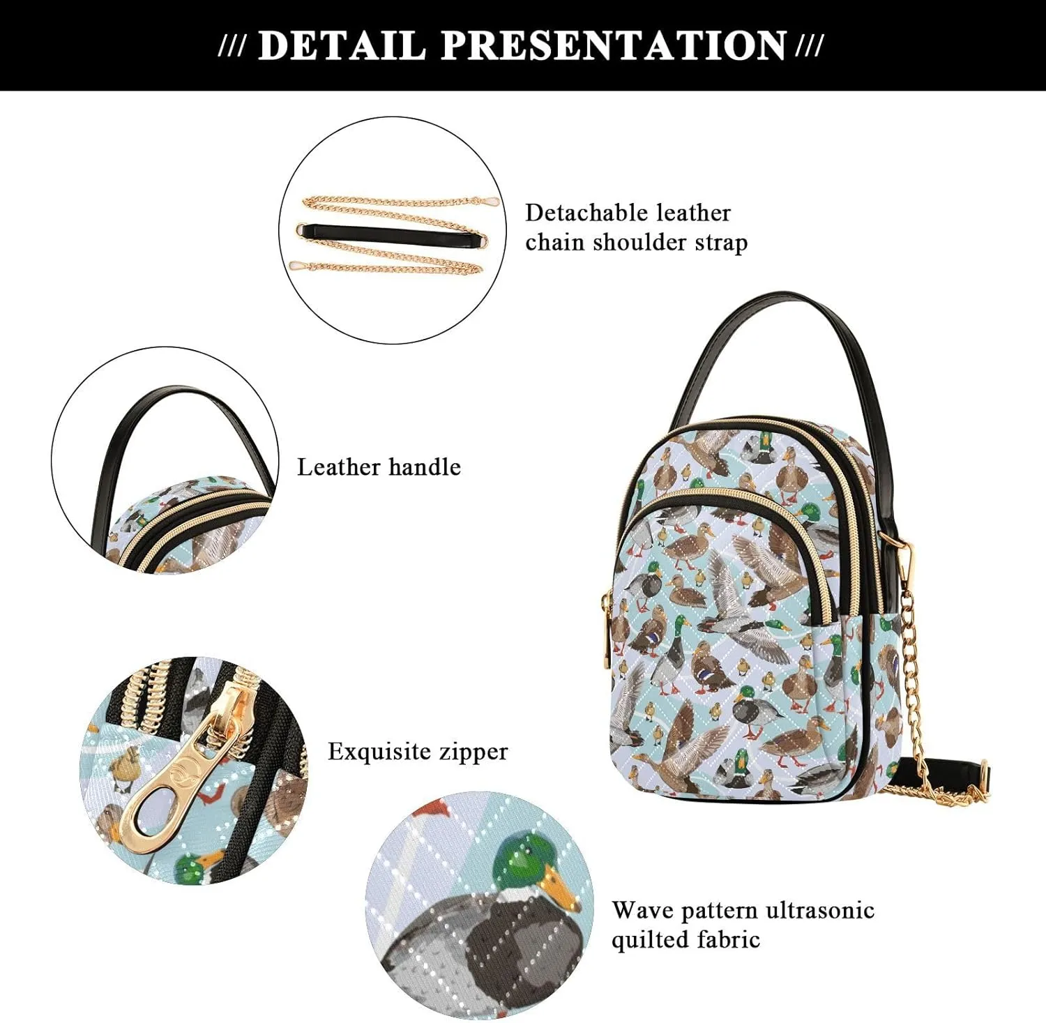 ALAZA Chain Crossbody Bags for Women Quilted Shoulder Crossbody Handbags Travel Cross Body Cell Phone Purses Bags