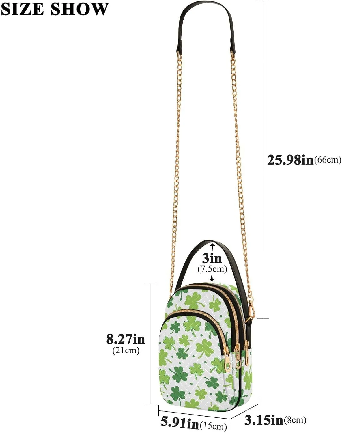 ALAZA Chain Crossbody Bags for Women Quilted Shoulder Crossbody Handbags Travel Cross Body Cell Phone Purses Bags