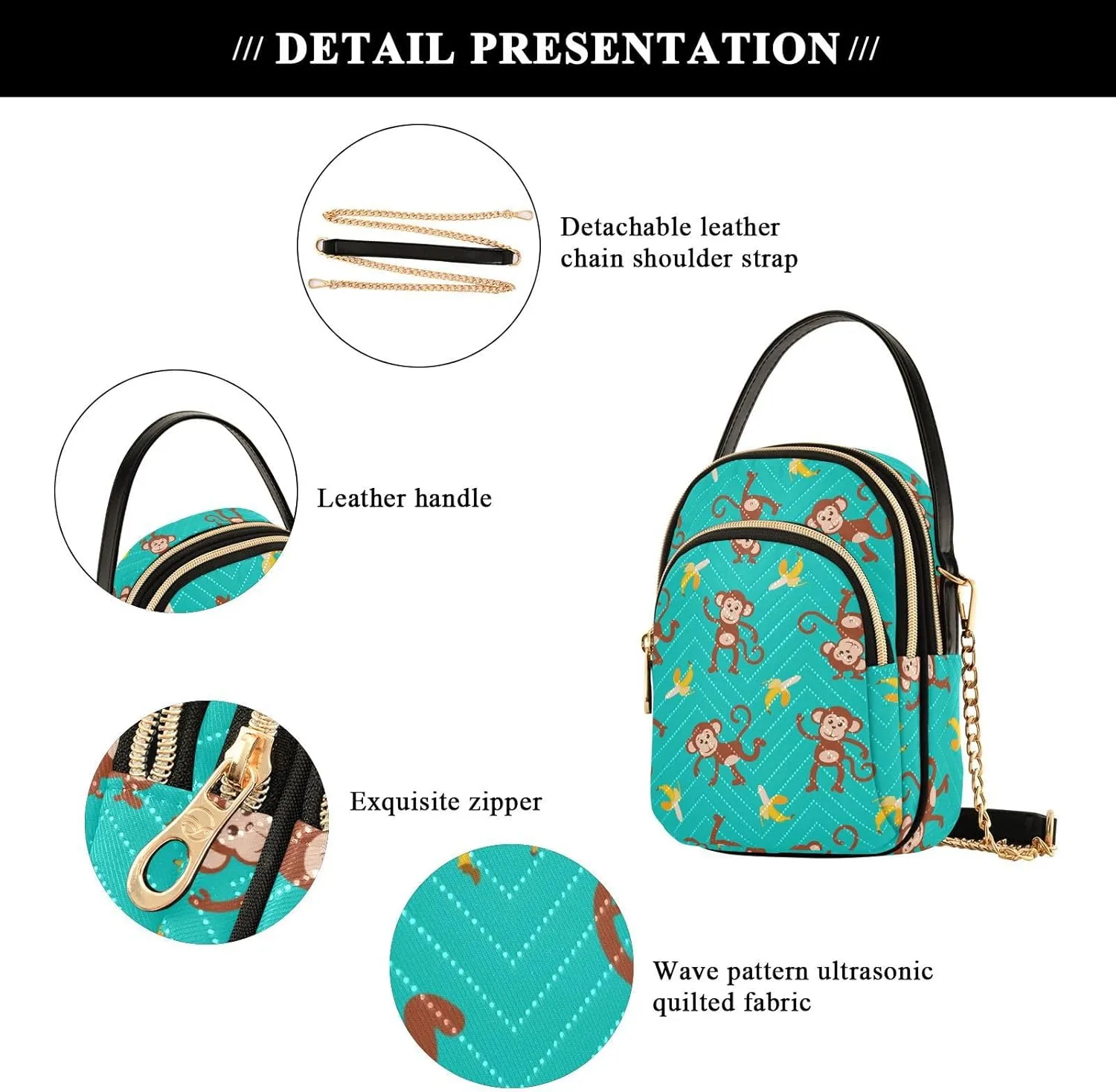 ALAZA Chain Crossbody Bags for Women Quilted Shoulder Crossbody Handbags Travel Cross Body Cell Phone Purses Bags