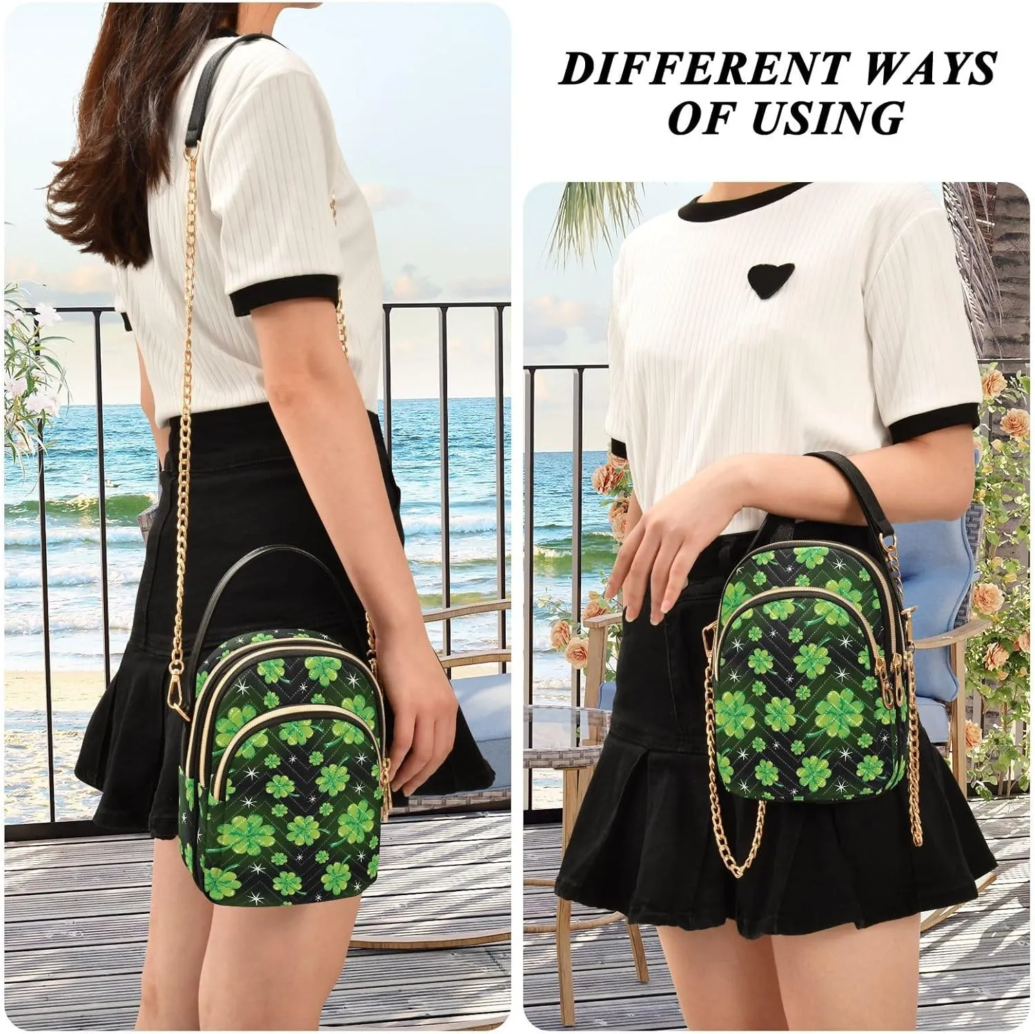 ALAZA Chain Crossbody Bags for Women Quilted Shoulder Crossbody Handbags Travel Cross Body Cell Phone Purses Bags