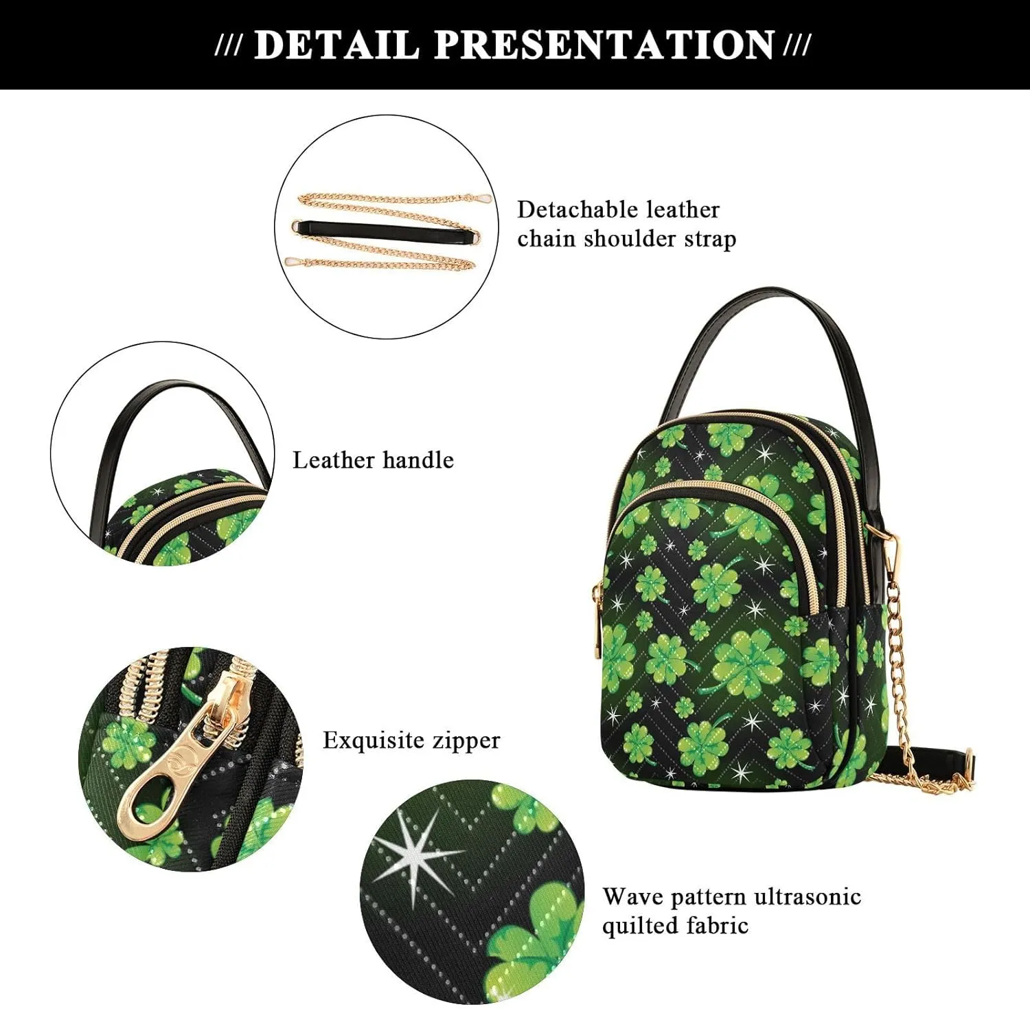 ALAZA Chain Crossbody Bags for Women Quilted Shoulder Crossbody Handbags Travel Cross Body Cell Phone Purses Bags