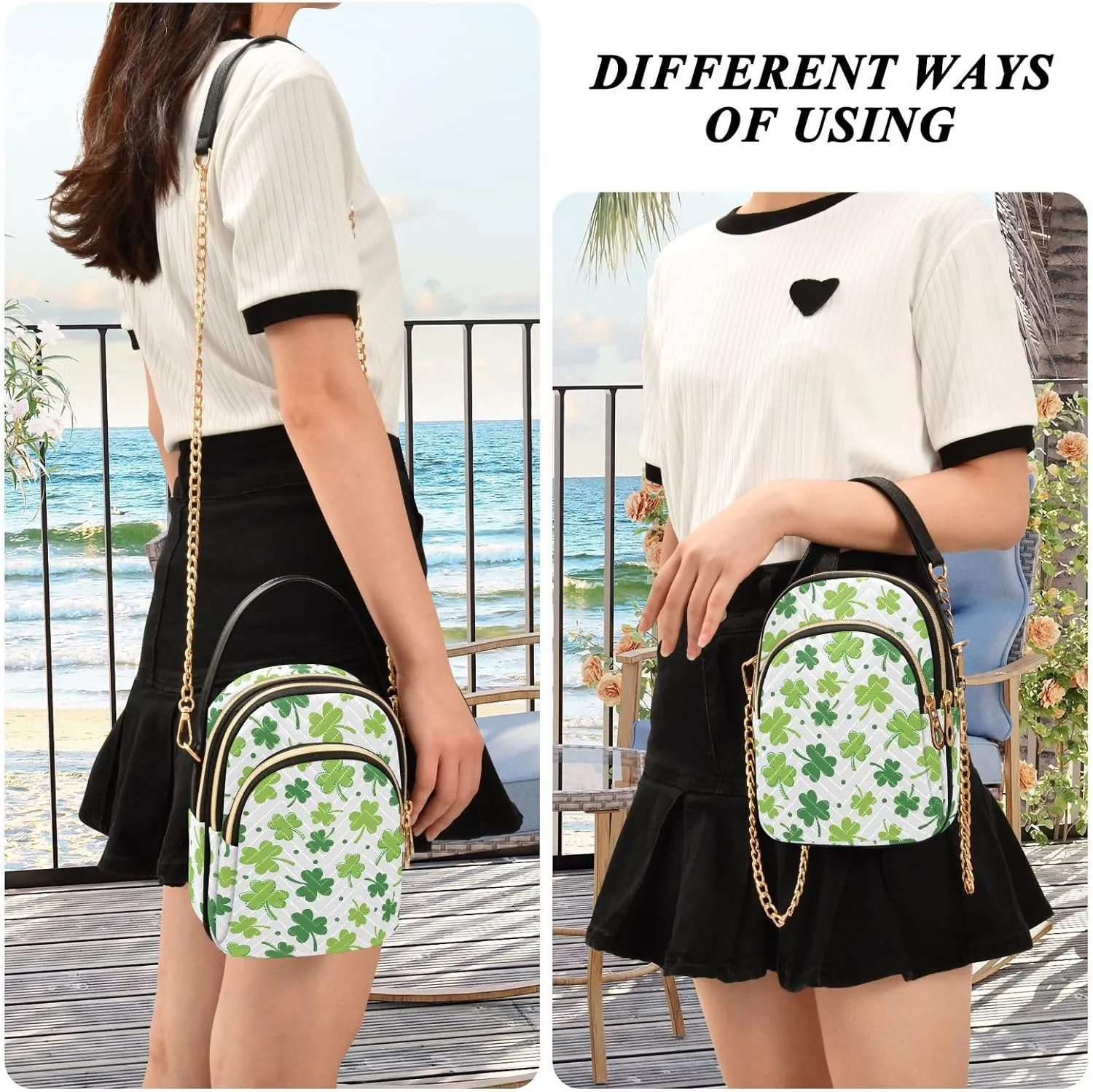 ALAZA Chain Crossbody Bags for Women Quilted Shoulder Crossbody Handbags Travel Cross Body Cell Phone Purses Bags