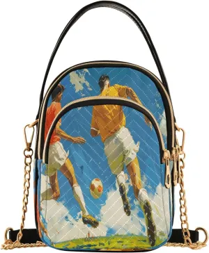 ALAZA Quilted Crossbody Bags for Women,Athletes Playing Football Women's Crossbody Handbags Small Travel Purses Phone Bag